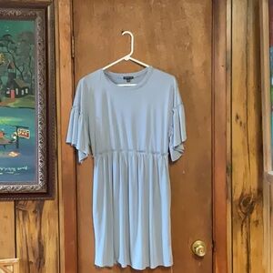 Blue Ruffled Short Sleeve Tunic